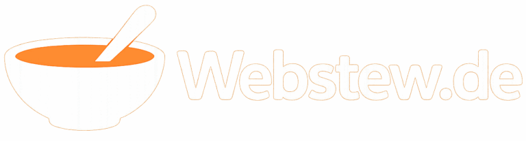 Logo der Webagentur Webstew.de mit stilisierter oranger Schüssel und Löffel